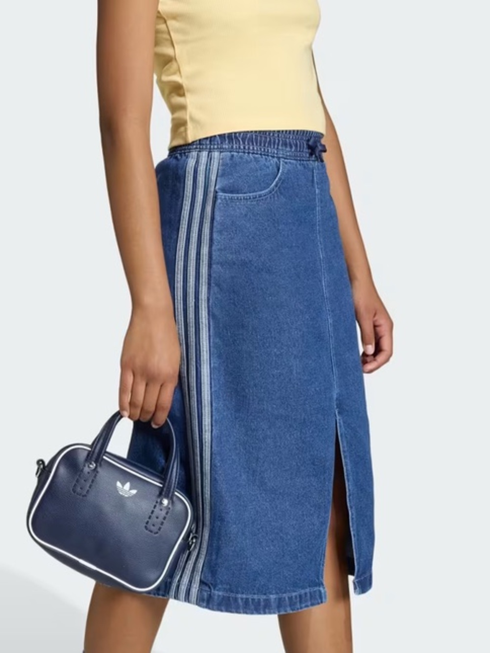 adidas Blue Denim Flare Skirt with Side Stripes - Picture 3 of 4